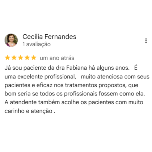 Depoimento Google Dra. Fabiana Pereira Lopes